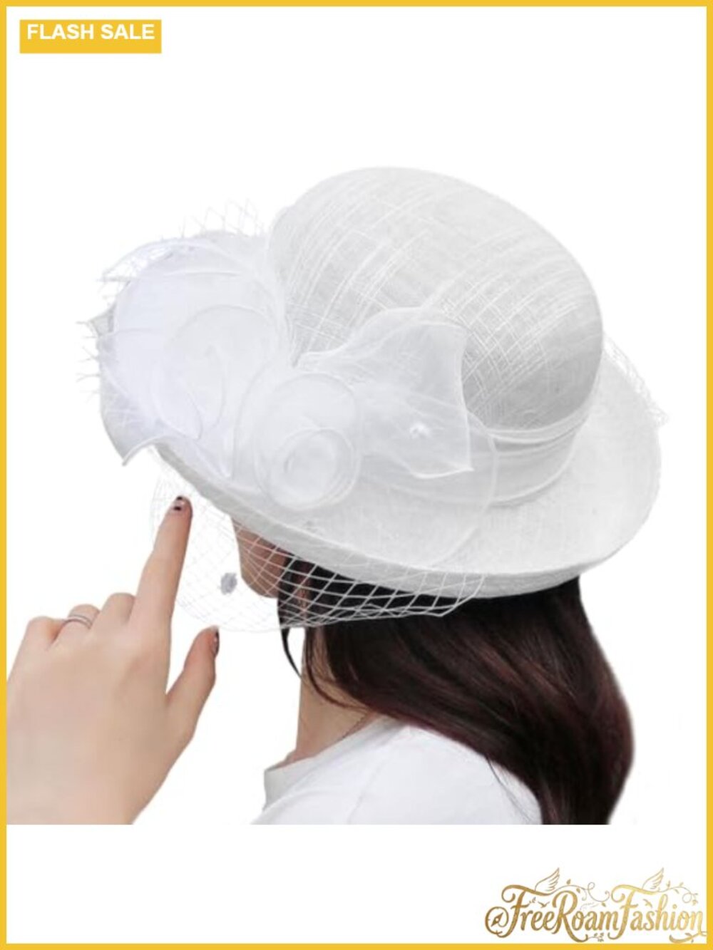 Organza Church Derby Bucket Hat Floral Fringe Dressy